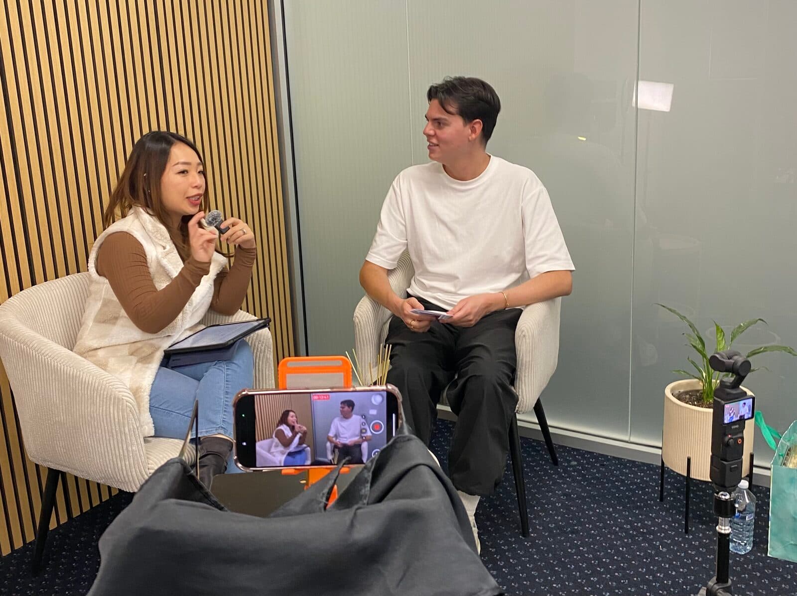 Molly and Jack Cooper during a recording session at Above Advisory's Sydney office. I was behind the camera.